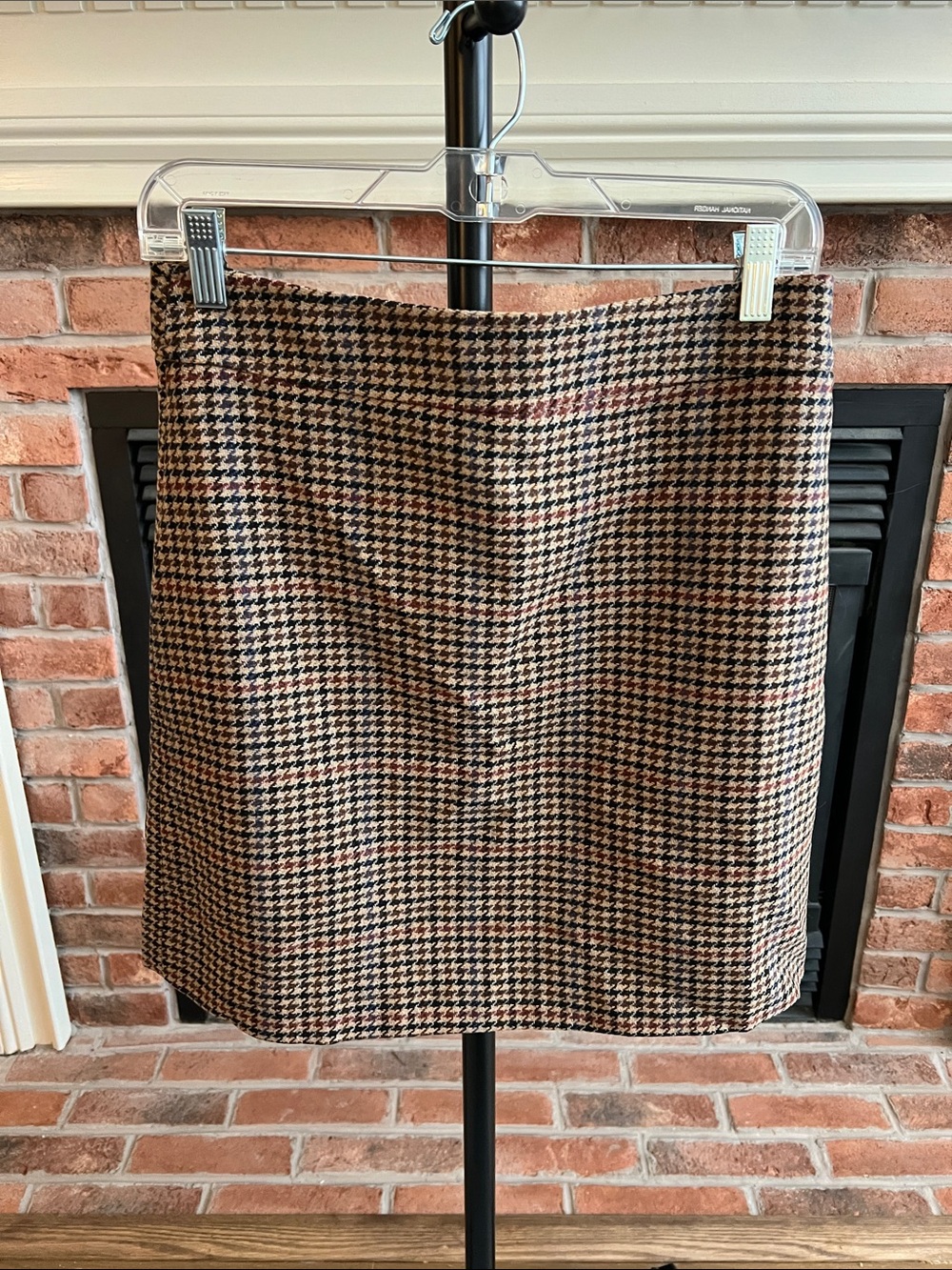 J. Crew Factory Brown and Black Houndstooth Mini Skirt